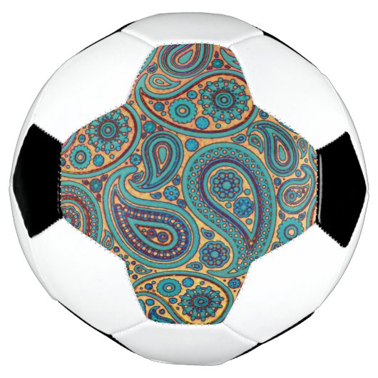 Retro Turquoise Rainbow Paisley motif Fußball (Gedreht)