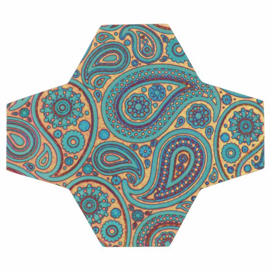 Retro Turquoise Rainbow Paisley motif Fußball (Flach)