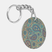 Retro Turquoise Rainbow Paisley motif Schlüsselanhänger (Vorderseite links)