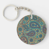 Retro Turquoise Rainbow Paisley motif Schlüsselanhänger (Vorderseite)