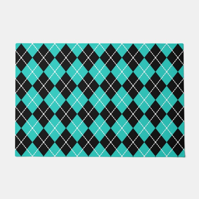 Retro Turquoise Raute Doormat Rug Geschenk Fußmatte (Vorderseite)