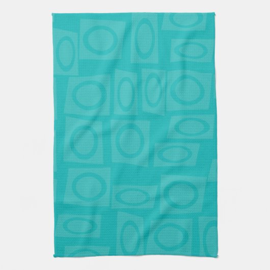 Retro Turquoise Rings Muster Geschirrtuch (Vertikal)