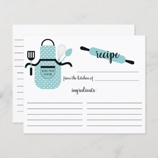 Retro Turquoise Schürze Küche Extras Rezept Karte (Vorne/Hinten)