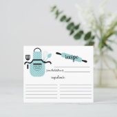 Retro Turquoise Schürze Küche Extras Rezept Karte (Stehend Vorderseite)