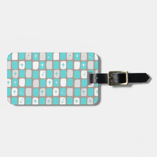 Retro Turquoise Sternexplosionen Gepäck Gepäckanhänger (Vorderseite horizontal)