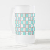Retro Turquoise Sternexplosionen Mattiert Glass Ta Mattglas Bierglas (Vorderseite Links)