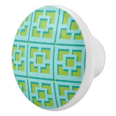 Retro Turquoise und Green Trellis Keramik Pull Keramikknauf (Rechts)