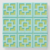 Retro Turquoise und Green Trellis Stone Untersetz Steinuntersetzer (Vorderseite)