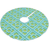  Retro Turquoise und Green Trellis Tree Skirt Polyester Weihnachtsbaumdecke (Schrägansicht)