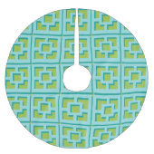  Retro Turquoise und Green Trellis Tree Skirt Polyester Weihnachtsbaumdecke (Vorderseite)