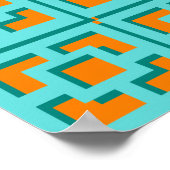 Retro Turquoise und Orange Poster Paper (Matte) (Ecke)