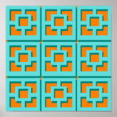 Retro Turquoise und Orange Poster Paper (Matte) (Vorne)