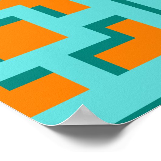 Retro Turquoise und Orange Poster Paper (Matte) (Ecke)