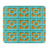Retro Turquoise und Orange Trellis Cutting Board Schneidebrett (Vorderseite)