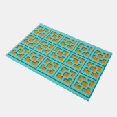 Retro Turquoise und Orange Trellis Door Mat Fußmatte (Schrägansicht)