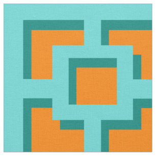 Retro Turquoise und Orange Trellis Fabric Stoff