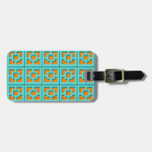 Retro Turquoise und Orange Trellis Gepäckmarke Gepäckanhänger (Vorderseite horizontal)