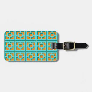 Retro Turquoise und Orange Trellis Gepäckmarke Gepäckanhänger