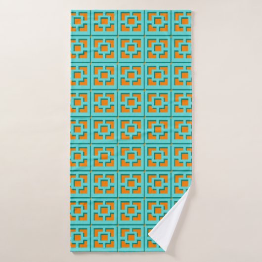 Retro Turquoise und Orange Trellis Handtuch Badehandtuch (Badehandtuch)