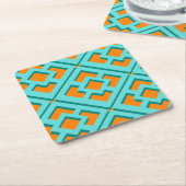 Retro Turquoise und Orange Trellis Paper Untersetz Untersetzer (angewinkelt)
