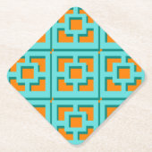 Retro Turquoise und Orange Trellis Paper Untersetz Untersetzer (Vorderseite)