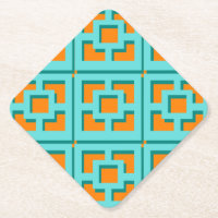 Retro Turquoise und Orange Trellis Paper Untersetz