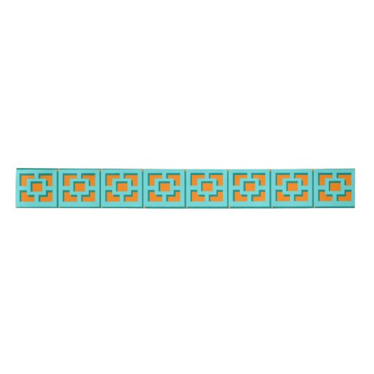 Retro Turquoise und Orange Trellis Ribbon Satinband (Vorderseite)