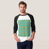 Retro Turquoise und Orange Trellis T - Shirt (Vorne ganz)