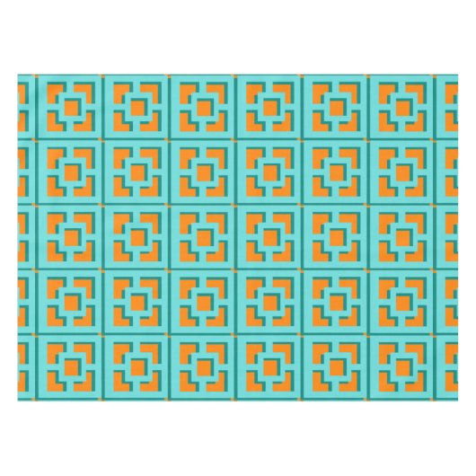 Retro Turquoise und Orange Trellis Tableclout Tischdecke (Vorderseite (Horizontal))