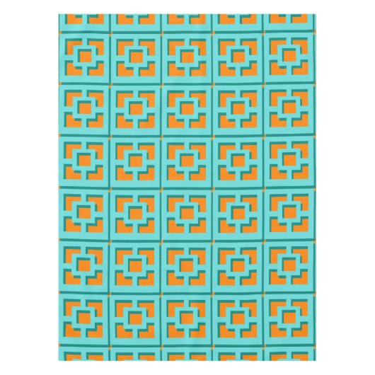 Retro Turquoise und Orange Trellis Tableclout Tischdecke (Vorderseite)