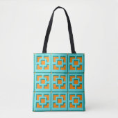 Retro Turquoise und Orange Trellis Tasche (Vorderseite)