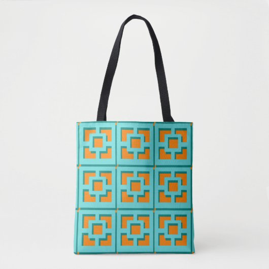 Retro Turquoise und Orange Trellis Tasche (Vorderseite)
