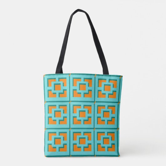 Retro Turquoise und Orange Trellis Tasche (Rückseite)