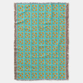 Retro Turquoise und Orange Trellis Throw Blanket Decke (Vorderseite Vertikal)