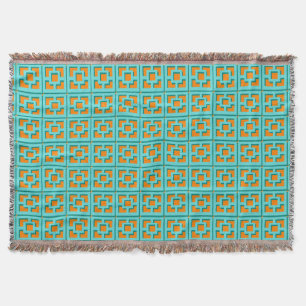 Retro Turquoise und Orange Trellis Throw Blanket Decke