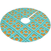Retro Turquoise und Orange Trellis Tree Skirt Polyester Weihnachtsbaumdecke (Schrägansicht)