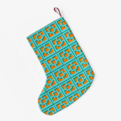 Retro Turquoise und Orange Weihnachten Strumpf Kleiner Weihnachtsstrumpf (Rückseite (Hängend))
