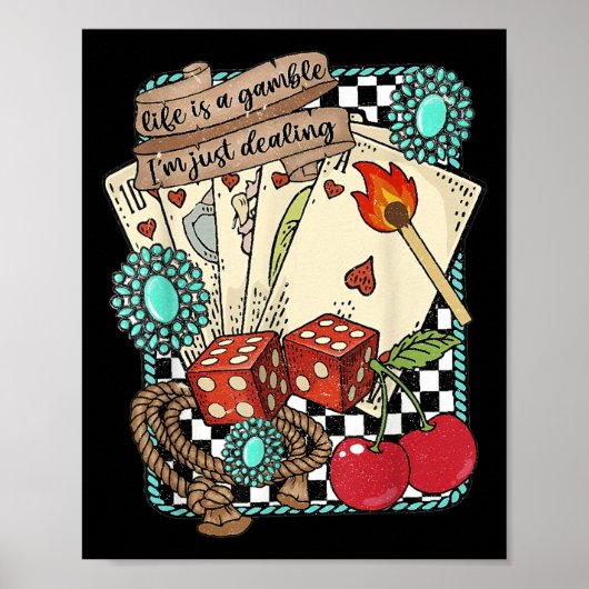 Retro Turquoise Western Wild West Cowboy Cowgirl Poster (Vorne)