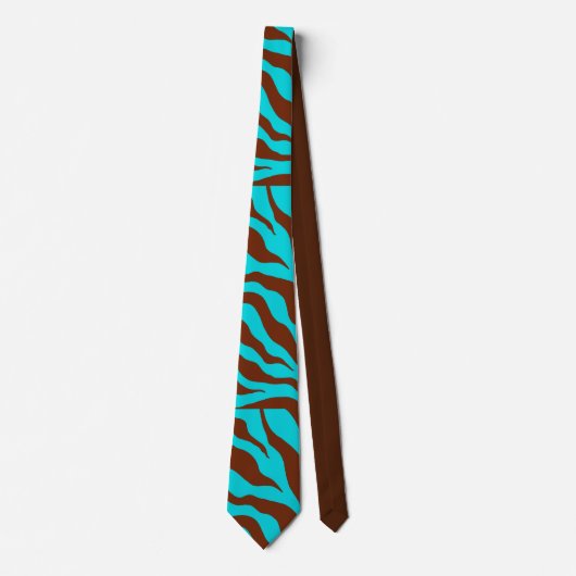 Retro Turquoise Zebra Print Krawatte (Vorderseite)