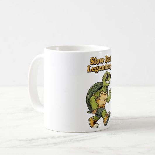 Retro Turtle Legendary Calm White Mug Kaffeetasse (Vorderseite Links)