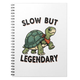 Retro Turtle Legendary Quote Lined Notebook Notizblock