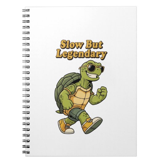 Retro Turtle Slow Living Lined Notebook Notizblock (Vorderseite)