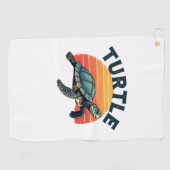 Retro Turtle T - Shirt Golfhandtuch (Horizontal)