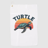 Retro Turtle T - Shirt Golfhandtuch (Vorderseite)