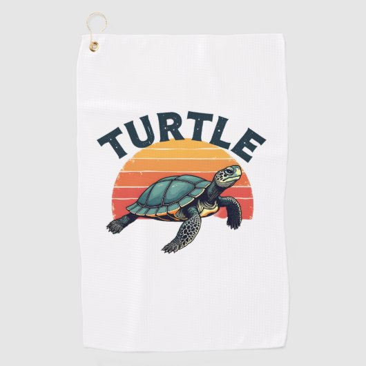 Retro Turtle T - Shirt Golfhandtuch (Vorderseite)