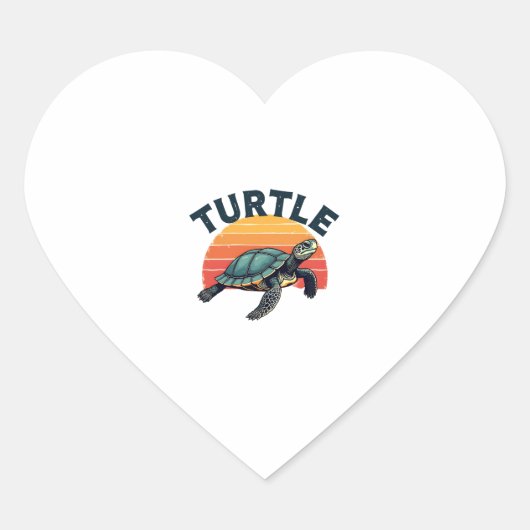 Retro Turtle T - Shirt Herz-Aufkleber (Vorderseite)