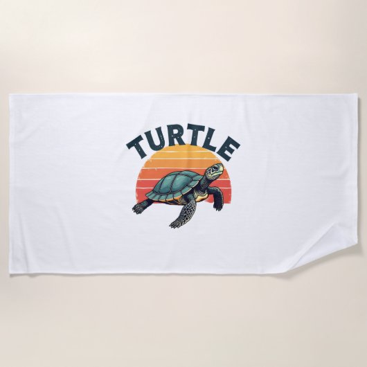 Retro Turtle T - Shirt Strandtuch (Vorderseite)