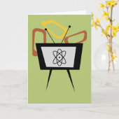Retro TV Blank Folded Greeting Card Karte (Gelbe Blume)