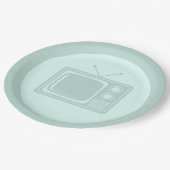 Retro TV CUSTOM FARBE Klassisches Fernsehen Pappteller (Schrägansicht)