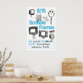 Retro TV Doodle Art Print Scribble Frames Poster (Küche)